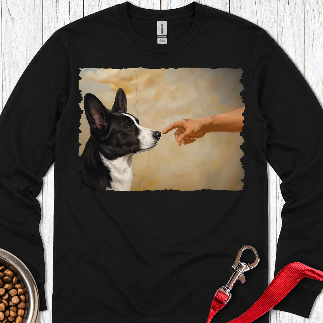 Cardigan Welsh Corgi Black And White Creation Long Sleeve — Black