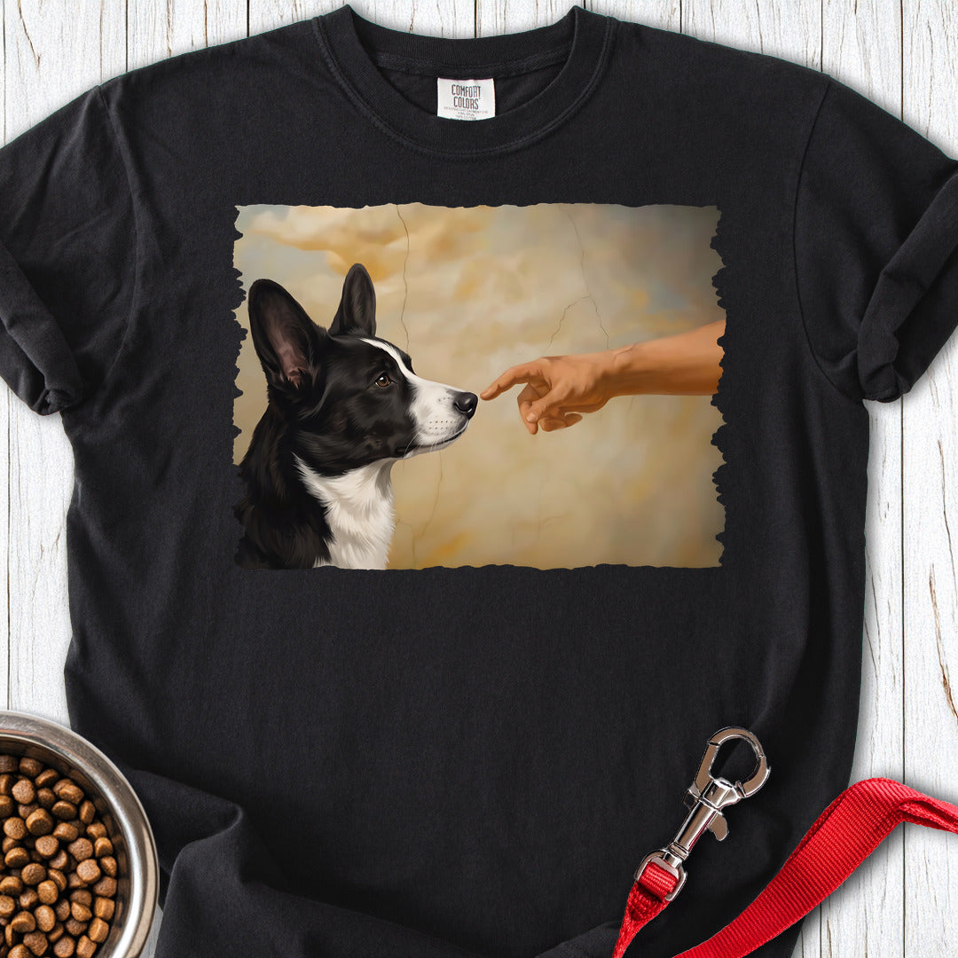 Cardigan Welsh Corgi Black And White Creation Premium Tee — Black