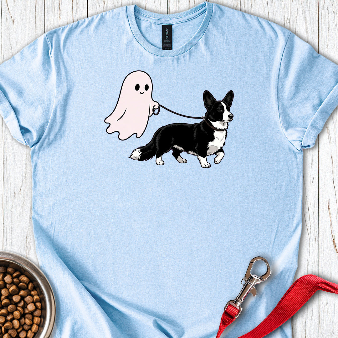 Cardigan Welsh Corgi Black And White Ghost Walk — Light Blue