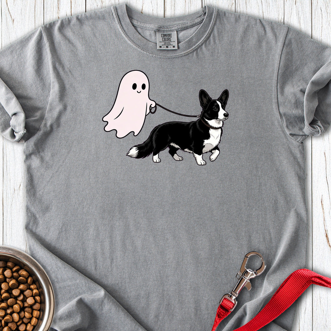 Cardigan Welsh Corgi Black And White Ghost Walk Premium Tee — Grey