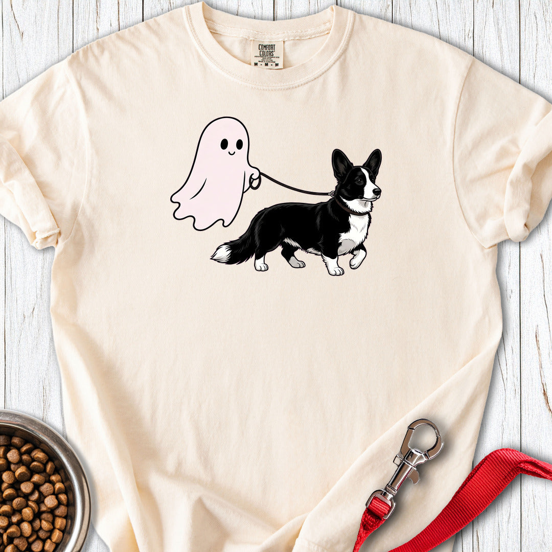 Cardigan Welsh Corgi Black And White Ghost Walk Premium Tee — Ivory