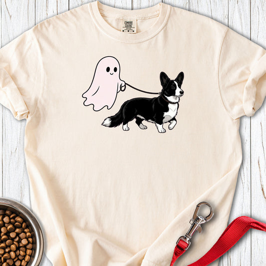 Cardigan Welsh Corgi Black And White Ghost Walk Premium Tee — Ivory