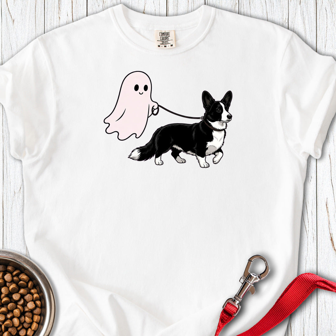 Cardigan Welsh Corgi Black And White Ghost Walk Premium Tee — White