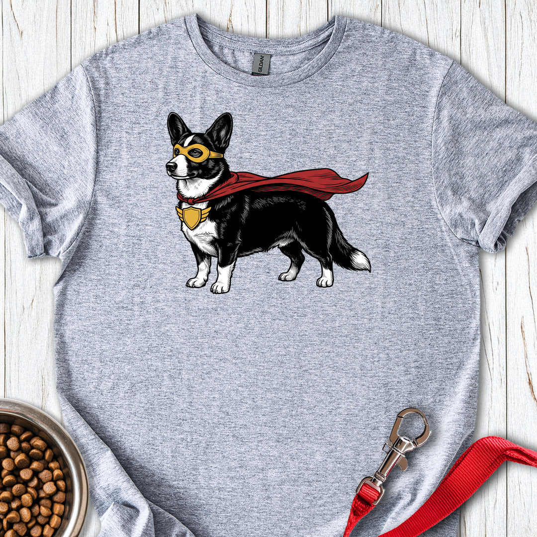 Cardigan Welsh Corgi Black And White Superhero — Sport Grey
