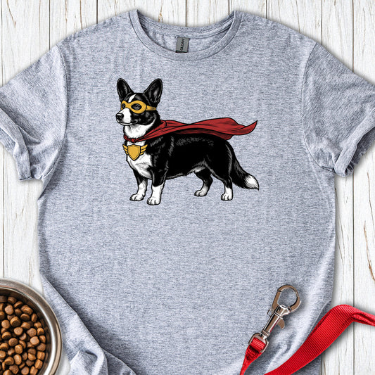Cardigan Welsh Corgi Black And White Superhero — Sport Grey