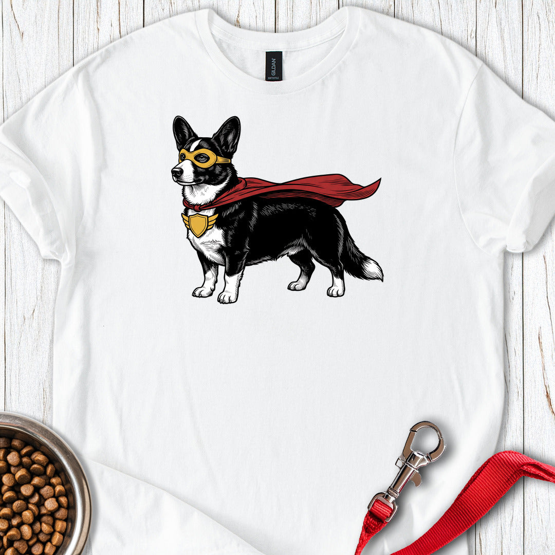 Cardigan Welsh Corgi Black And White Superhero — White