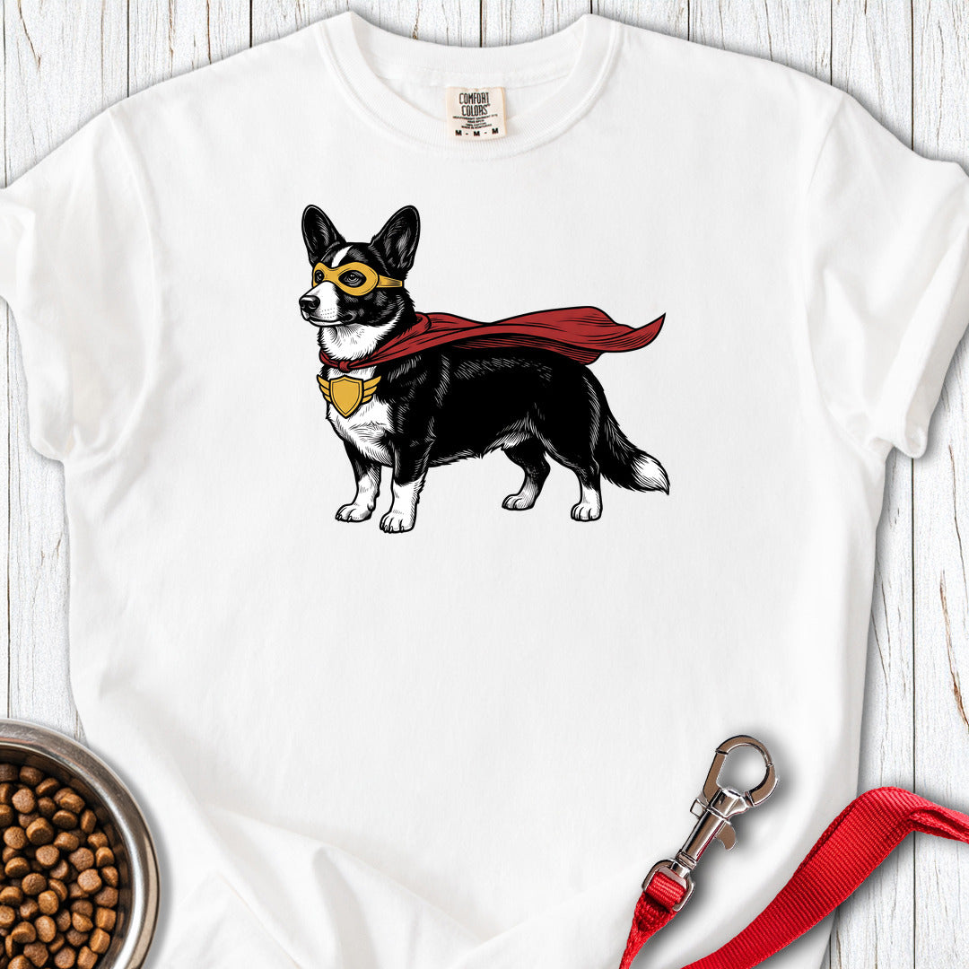 Cardigan Welsh Corgi Black And White Superhero Premium Tee — White