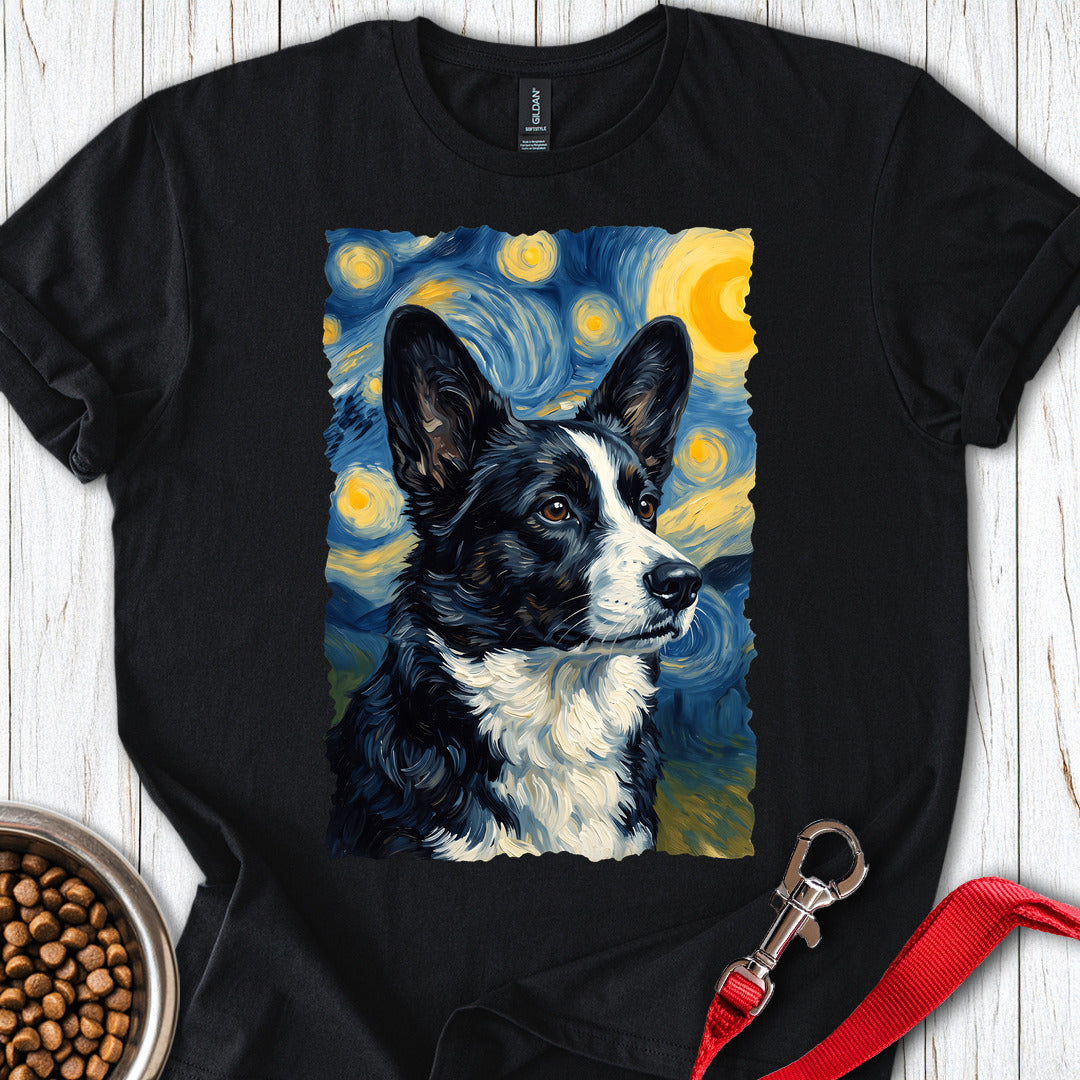 Cardigan Welsh Corgi Black And White Van Gogh — Black