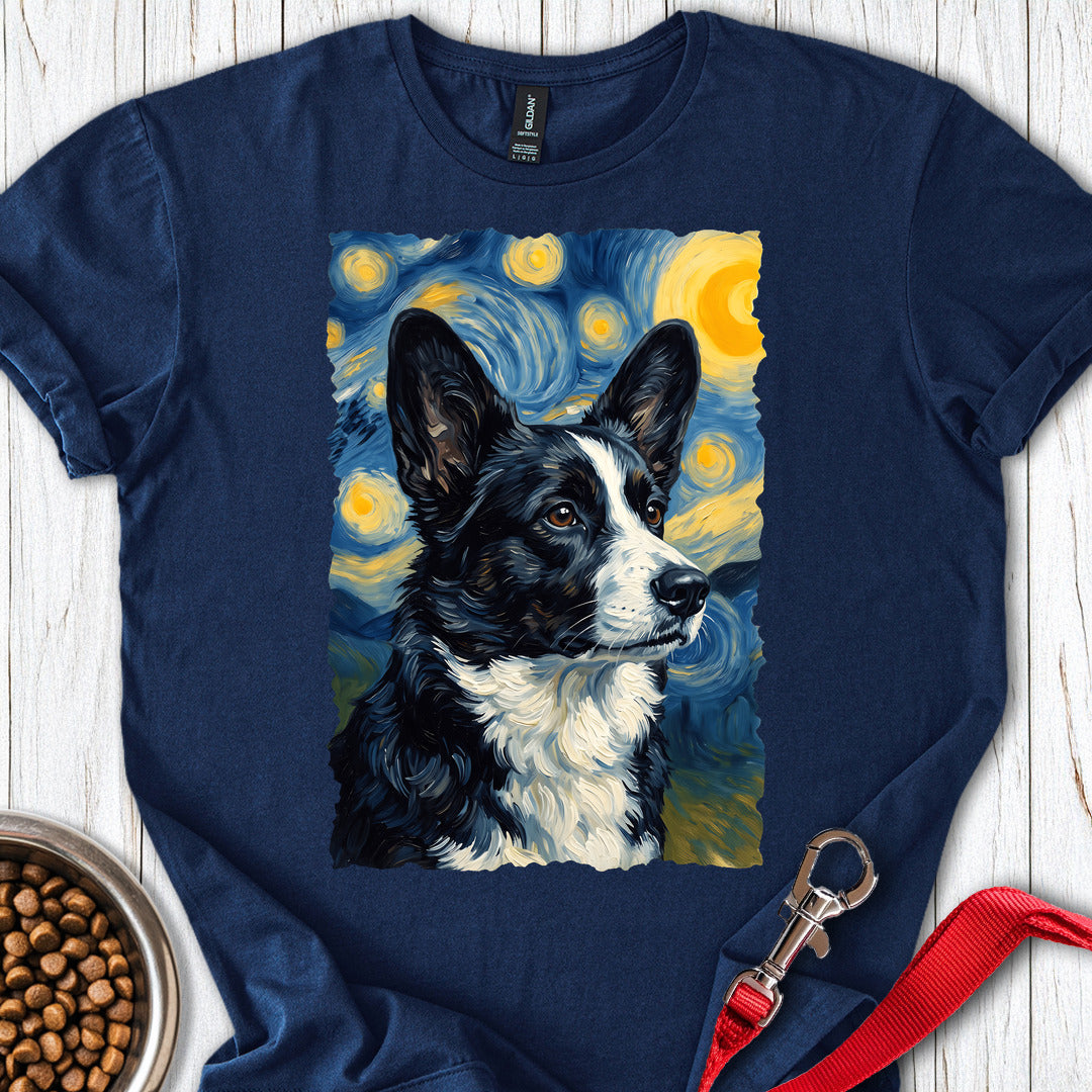Cardigan Welsh Corgi Black And White Van Gogh — Navy