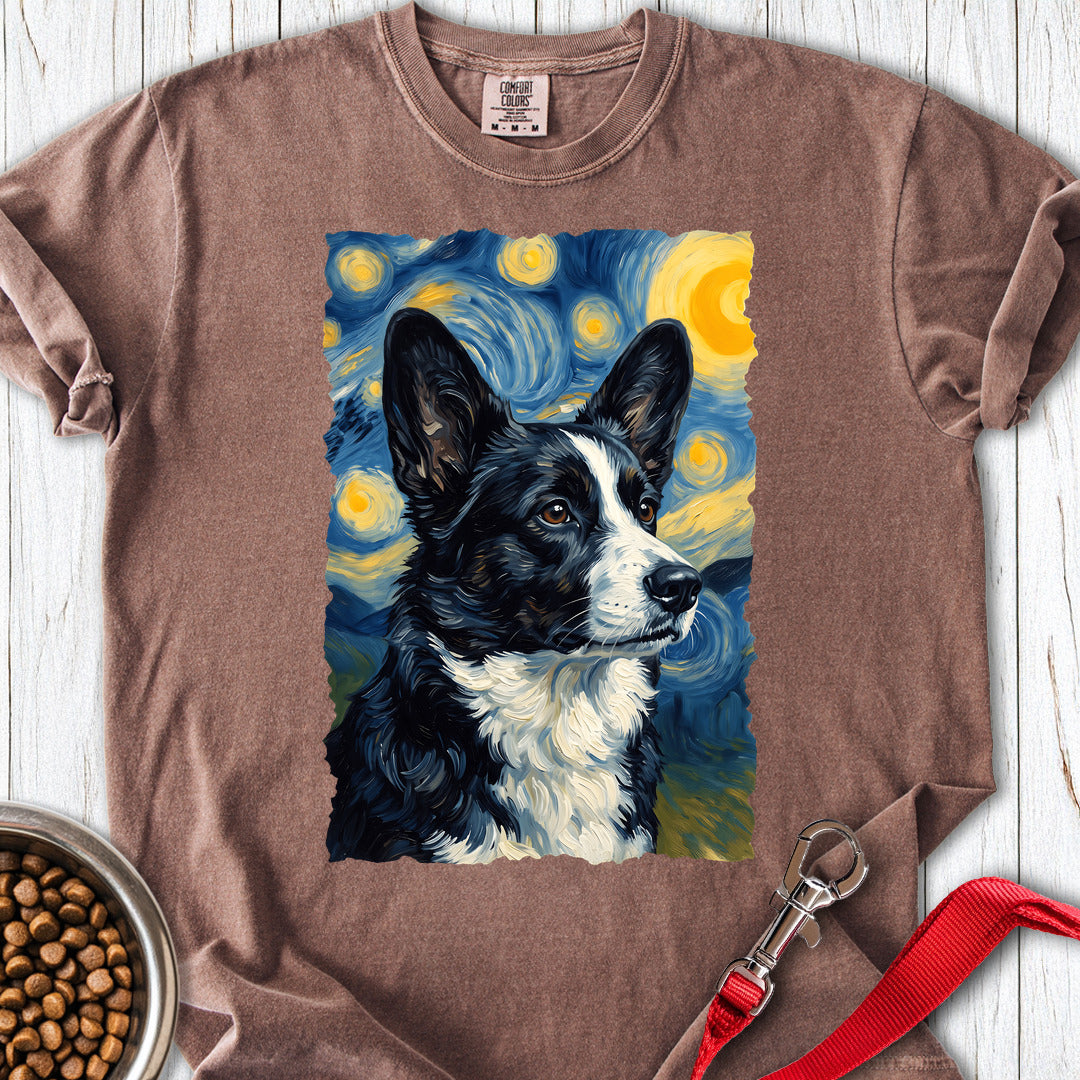 Cardigan Welsh Corgi Black And White Van Gogh Premium Tee — Espresso