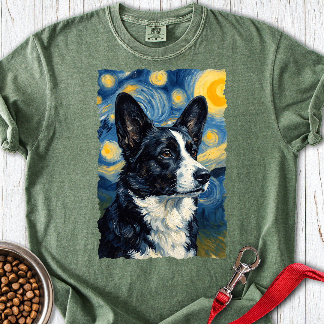 Cardigan Welsh Corgi Black And White Van Gogh Premium Tee — Moss