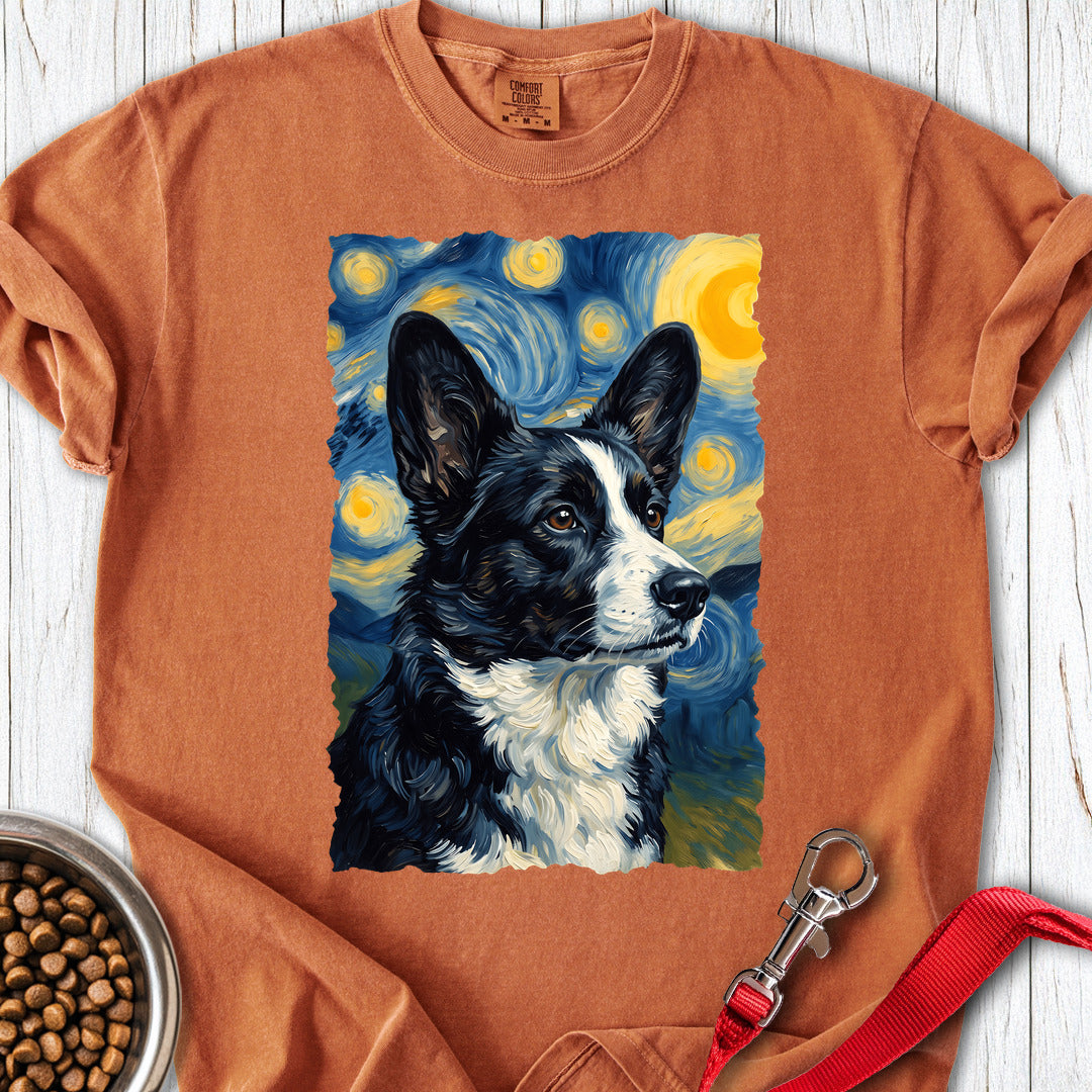 Cardigan Welsh Corgi Black And White Van Gogh Premium Tee — Yam