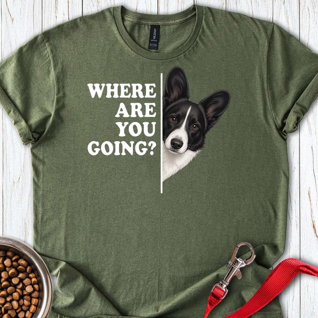 Cardigan Welsh Corgi Black And White Where Are You Going — Military Green
