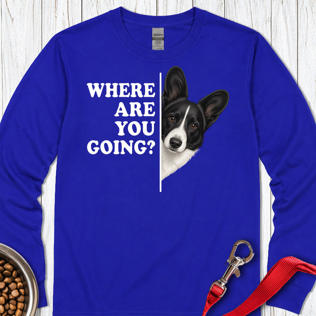 Cardigan Welsh Corgi Black And White Where Are You Going Long Sleeve — Royal