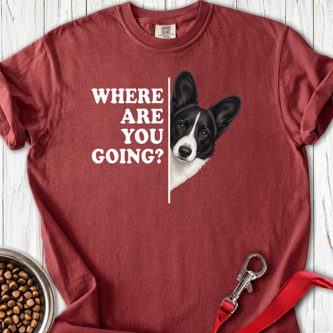 Cardigan Welsh Corgi Black And White Where Are You Going Premium Tee — Brick