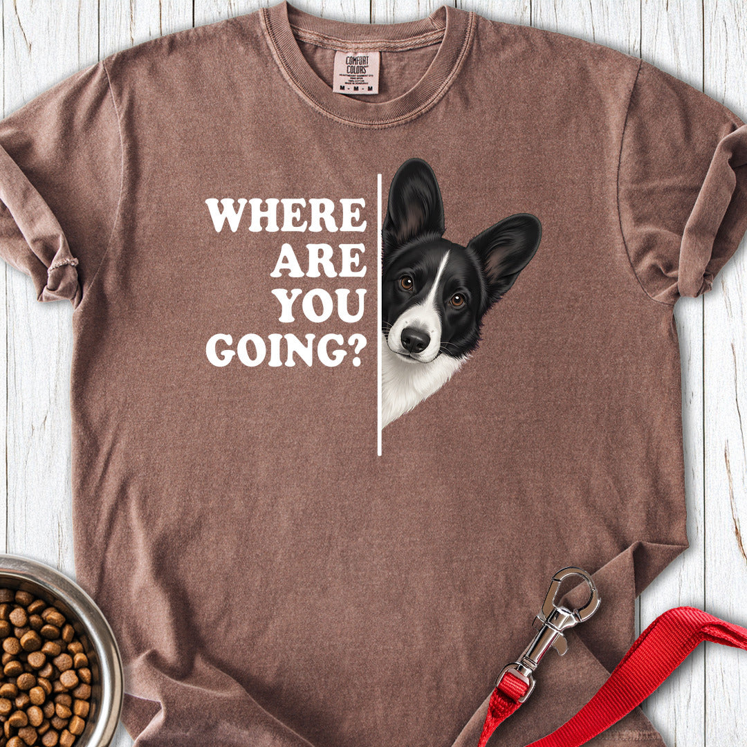 Cardigan Welsh Corgi Black And White Where Are You Going Premium Tee — Espresso