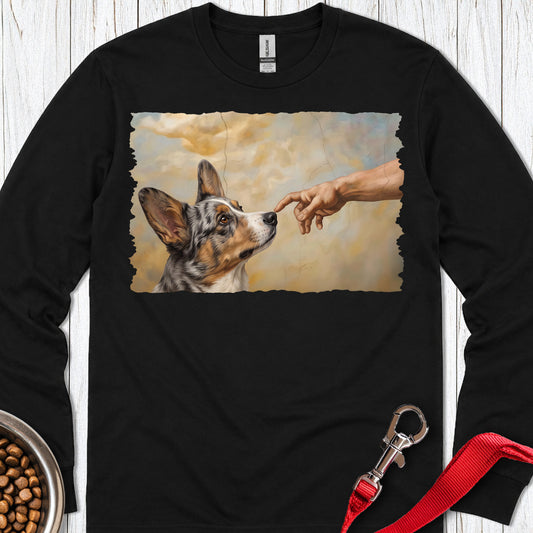 Cardigan Welsh Corgi Blue Merle Creation Long Sleeve — Black