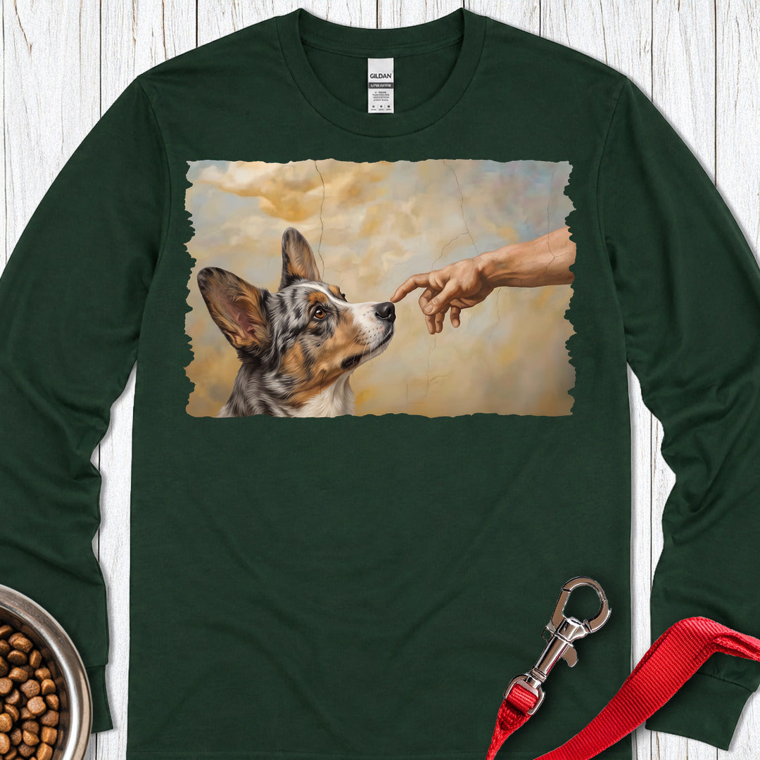 Cardigan Welsh Corgi Blue Merle Creation Long Sleeve Forest Green