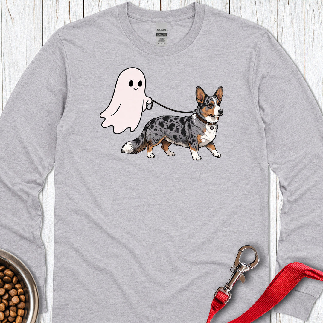 Cardigan Welsh Corgi Blue Merle Halloween Long Sleeve Sport Grey