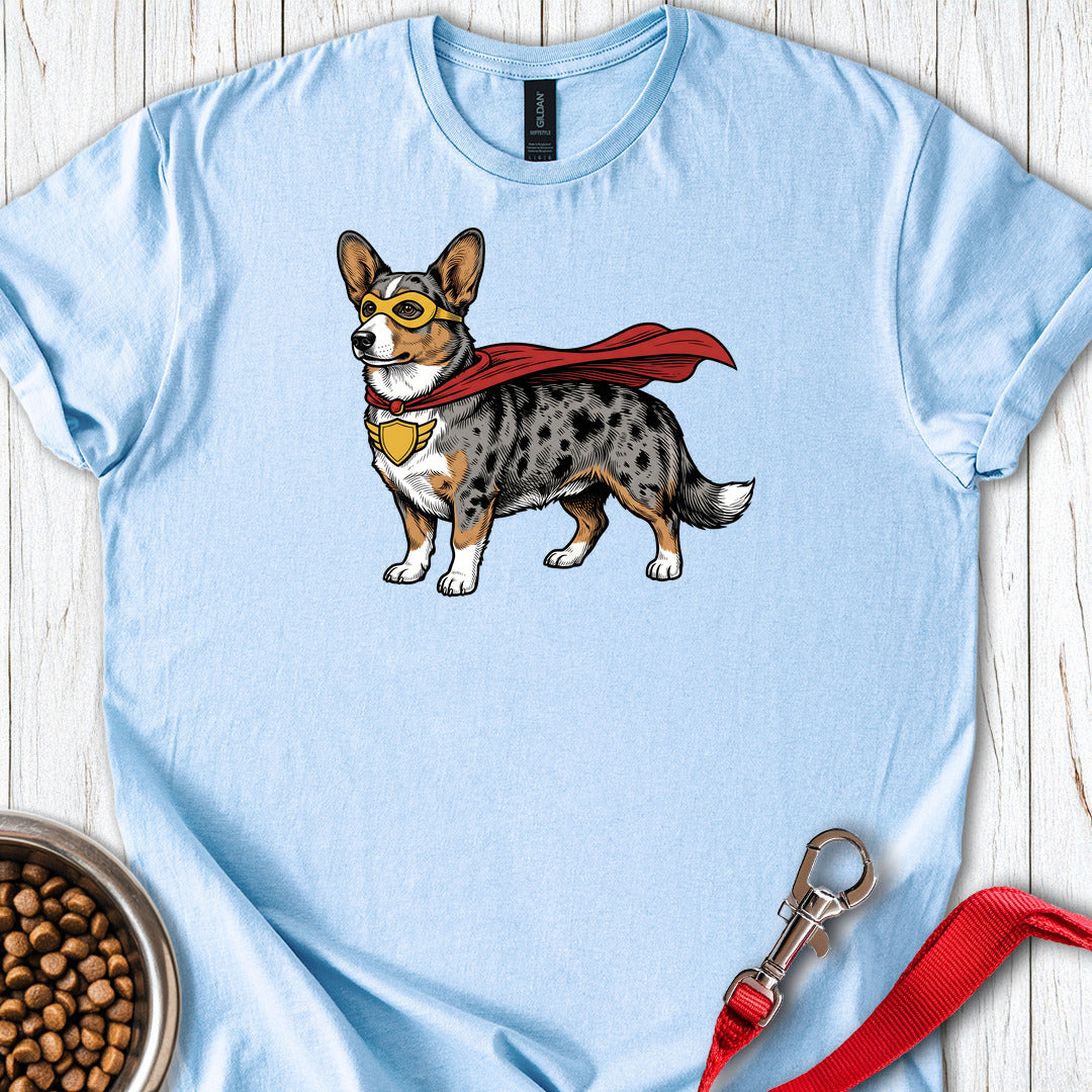 Cardigan Welsh Corgi Blue Merle Superhero — Light Blue