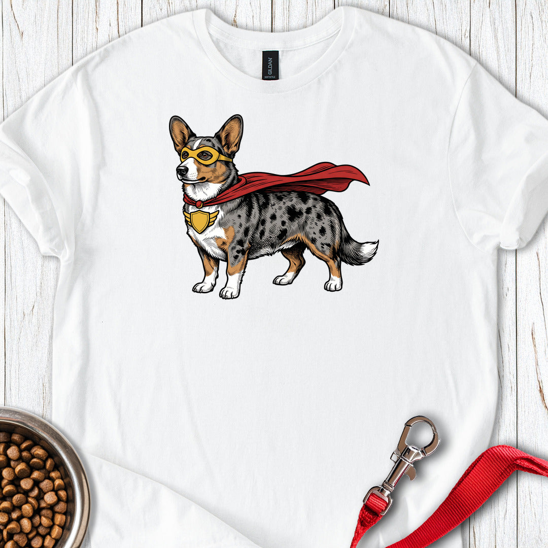 Cardigan Welsh Corgi Blue Merle Superhero — White
