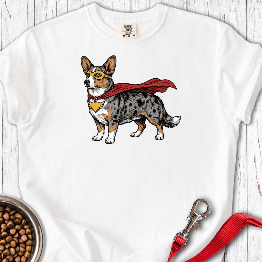 Cardigan Welsh Corgi Blue Merle Superhero Premium Tee — White