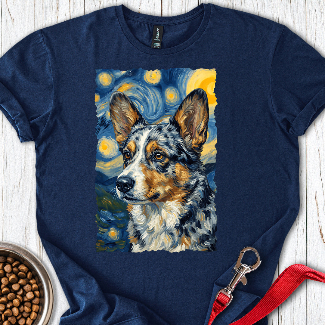 Cardigan Welsh Corgi Blue Merle Van Gogh — Navy