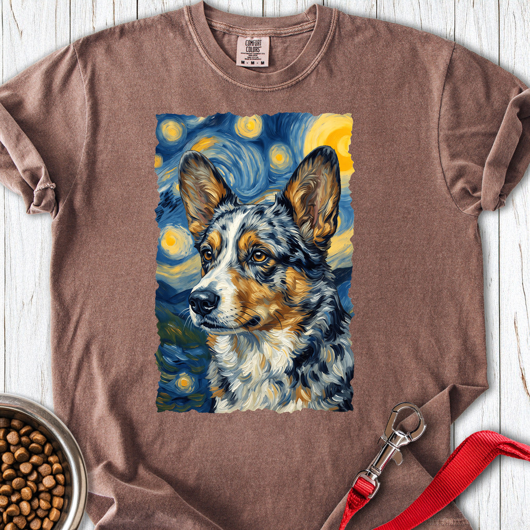 Cardigan Welsh Corgi Blue Merle Van Gogh Premium Tee — Espresso