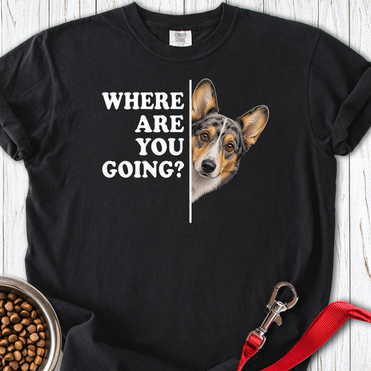 Cardigan Welsh Corgi Blue Merle Where Are You Going Premium Tee Black