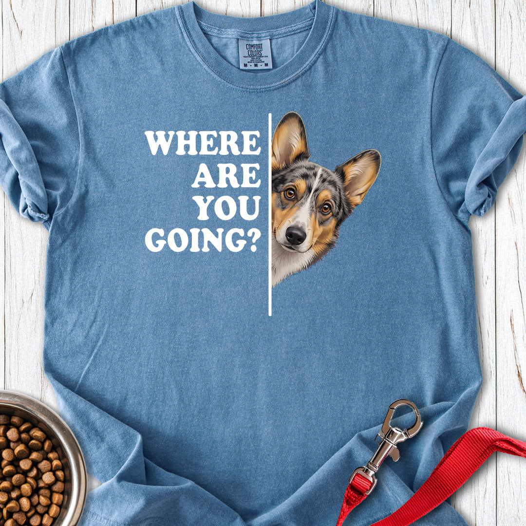 Cardigan Welsh Corgi Blue Merle Where Are You Going Premium Tee — Blue Jean