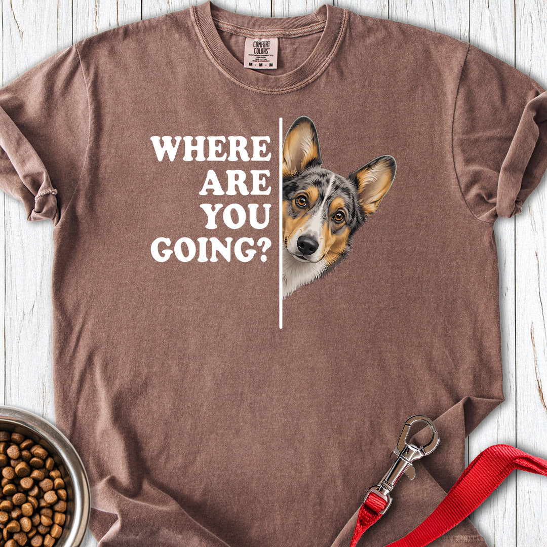 Cardigan Welsh Corgi Blue Merle Where Are You Going Premium Tee — Espresso