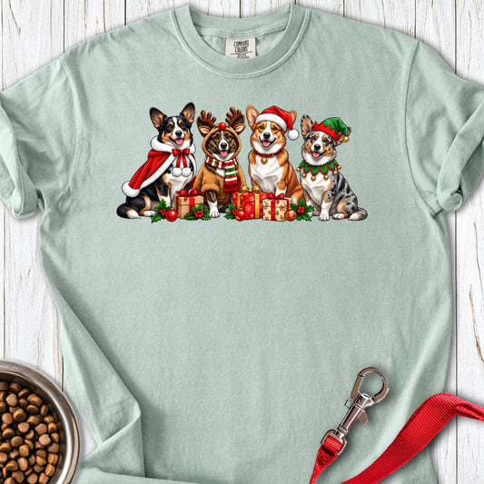 Cardigan Welsh Corgi Christmas Group Premium Tee — Bay