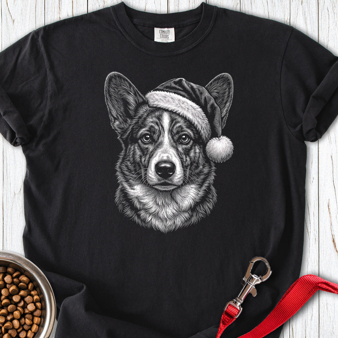 Cardigan Welsh Corgi Christmas Santa Hat Premium Tee Black