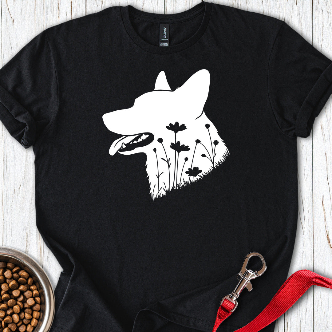 Cardigan Welsh Corgi Flowers — Black