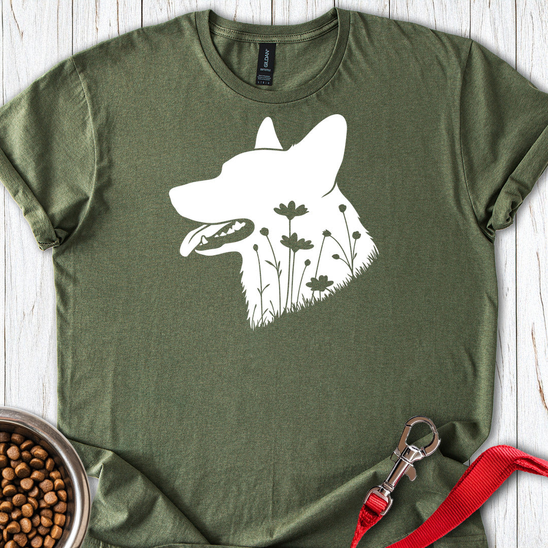 Cardigan Welsh Corgi Flowers — Military Green