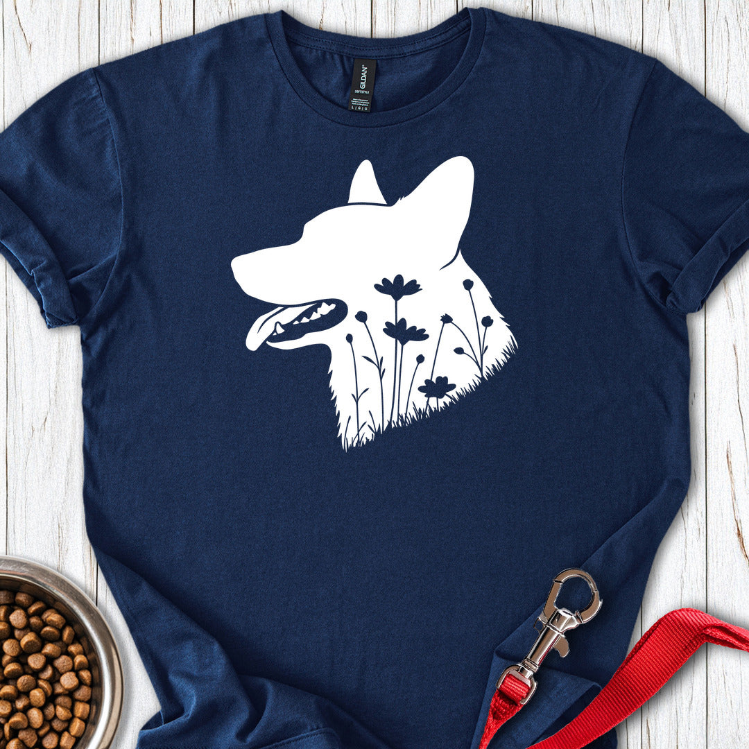 Cardigan Welsh Corgi Flowers — Navy