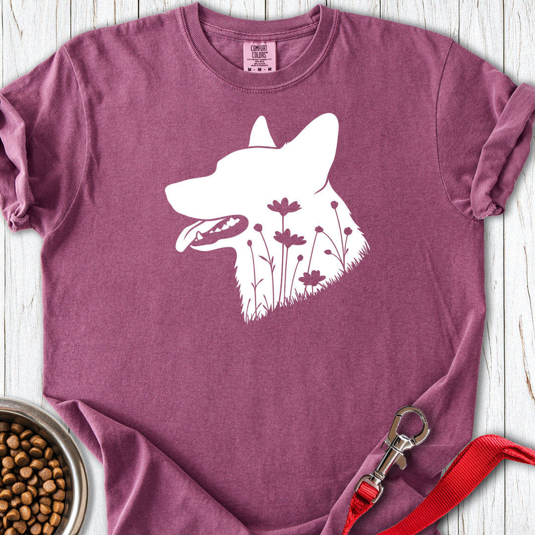 Cardigan Welsh Corgi Flowers Premium Tee — Berry