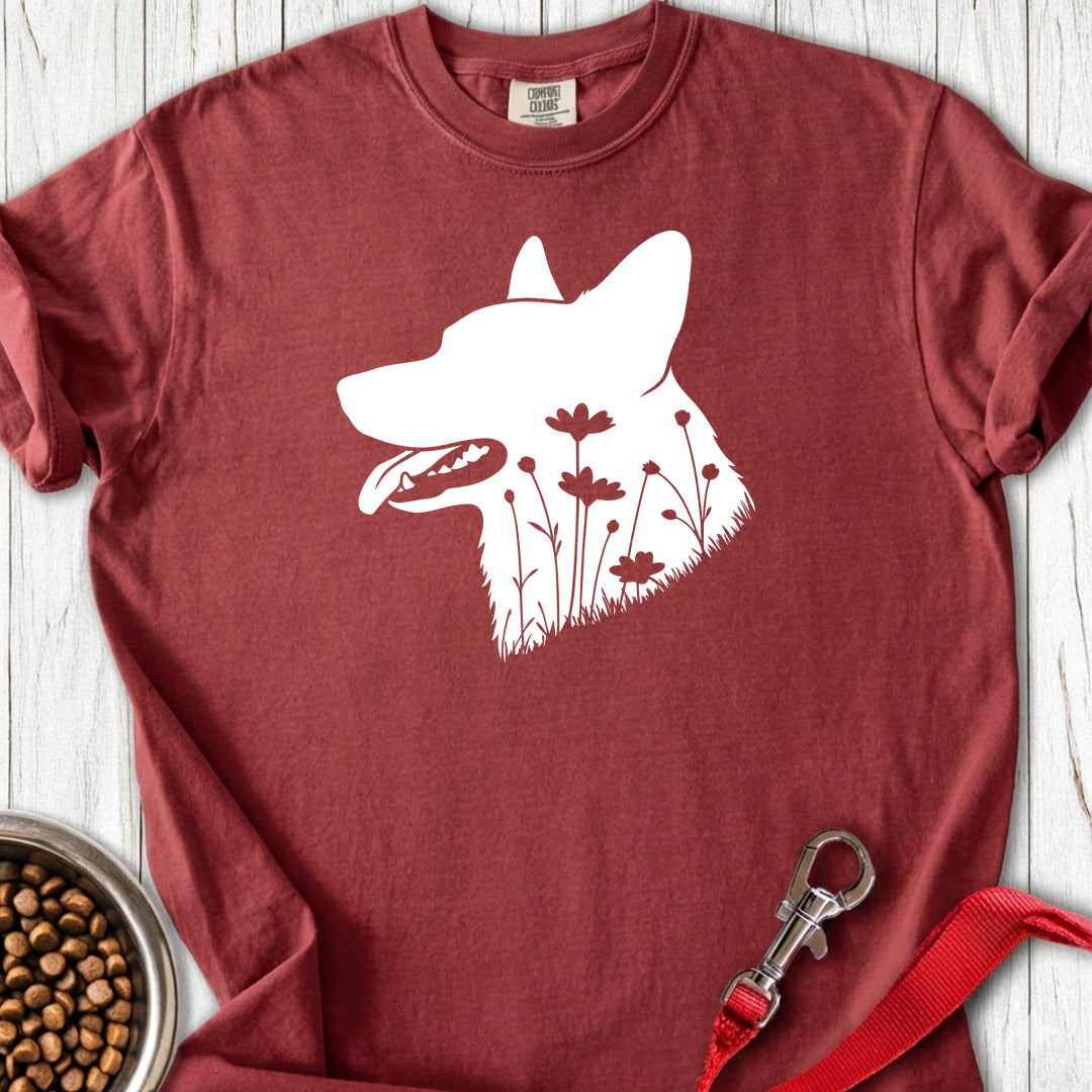 Cardigan Welsh Corgi Flowers Premium Tee — Brick