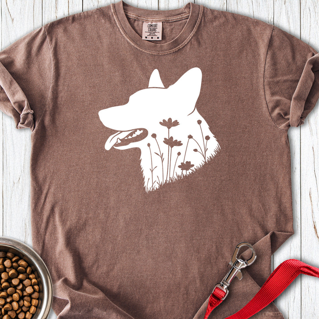 Cardigan Welsh Corgi Flowers Premium Tee — Espresso