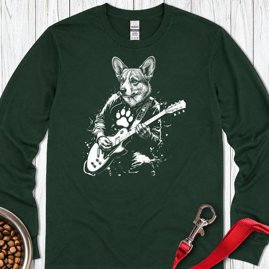 Cardigan Welsh Corgi Guitar Long Sleeve — Forest Green