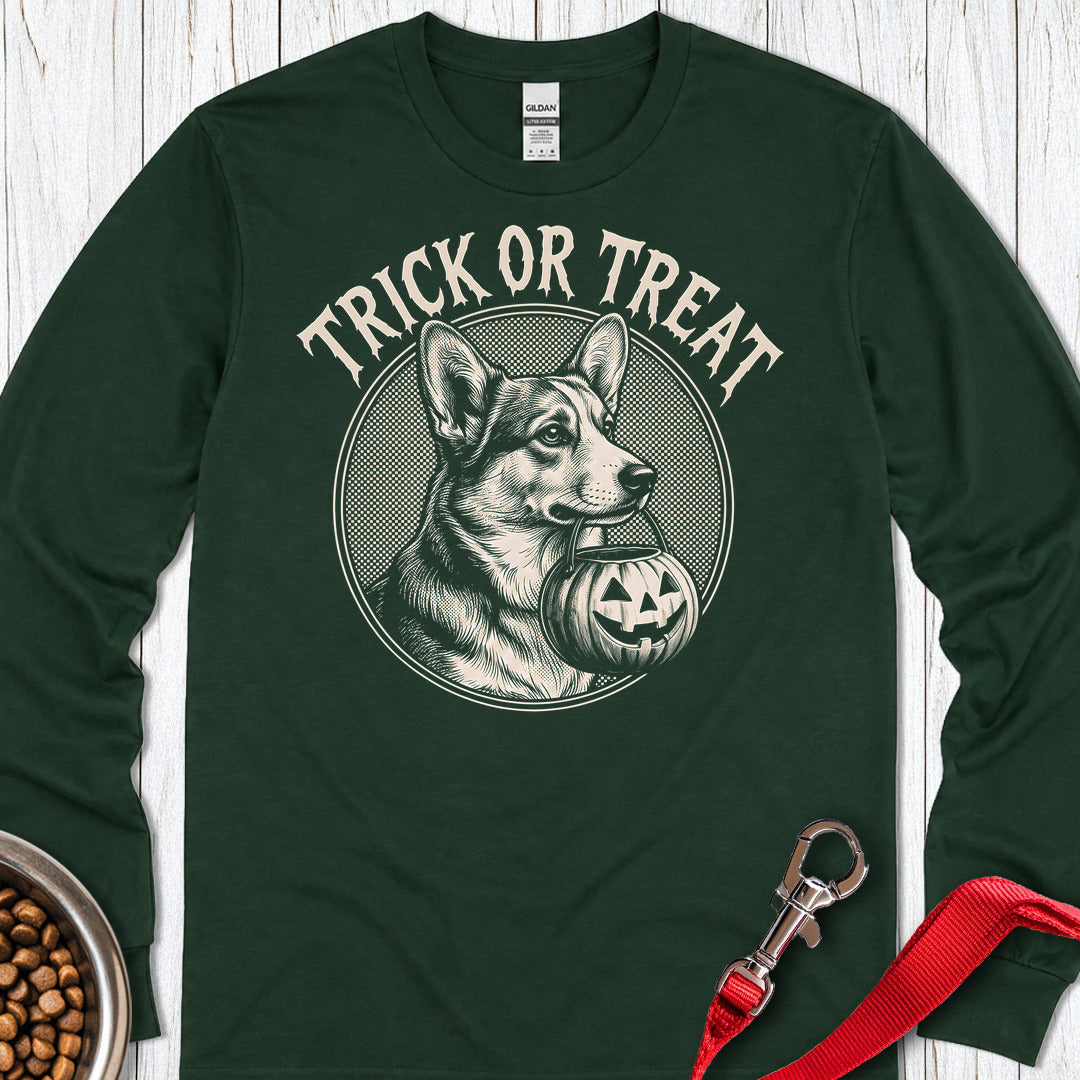 Cardigan Welsh Corgi Halloween Long Sleeve Forest Green