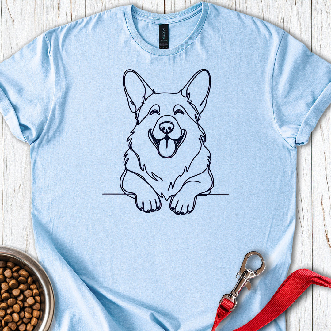 Cardigan Welsh Corgi Lineart — Light Blue