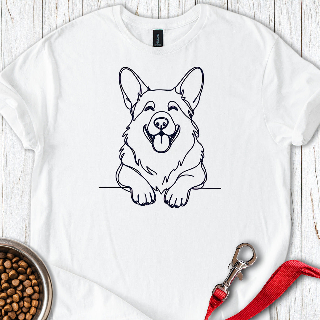 Cardigan Welsh Corgi Lineart — White