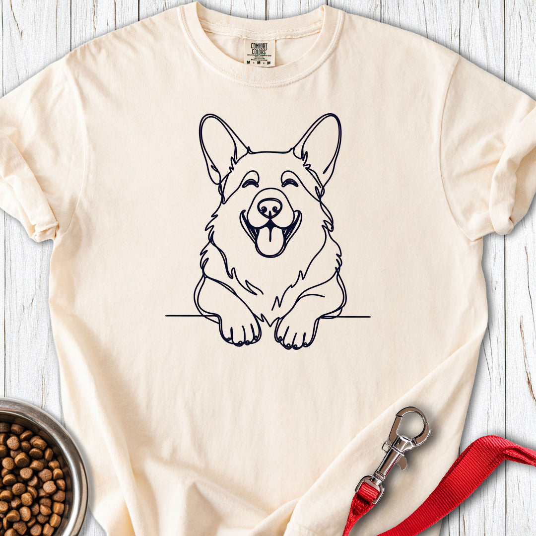 Cardigan Welsh Corgi Lineart Premium Tee — Ivory