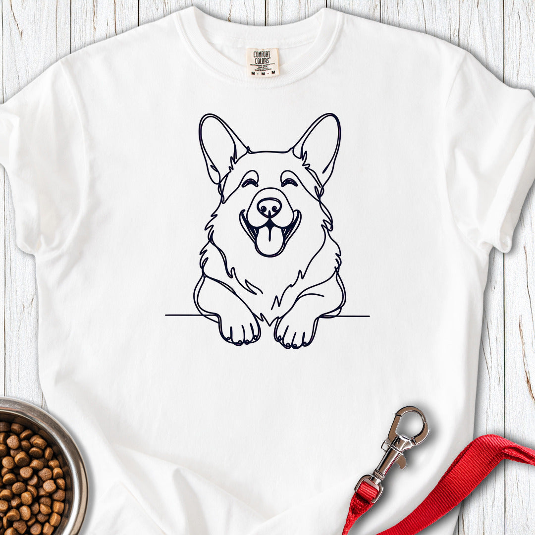 Cardigan Welsh Corgi Lineart Premium Tee — White