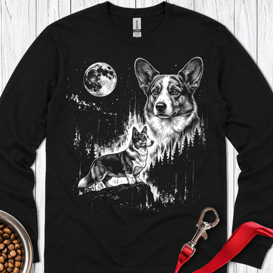 Cardigan Welsh Corgi Moonlight Long Sleeve — Black