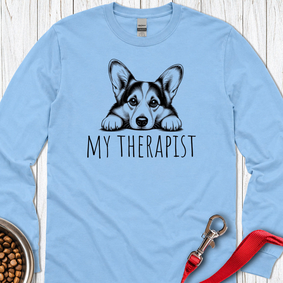 Cardigan Welsh Corgi My Therapist Long Sleeve Carolina Blue