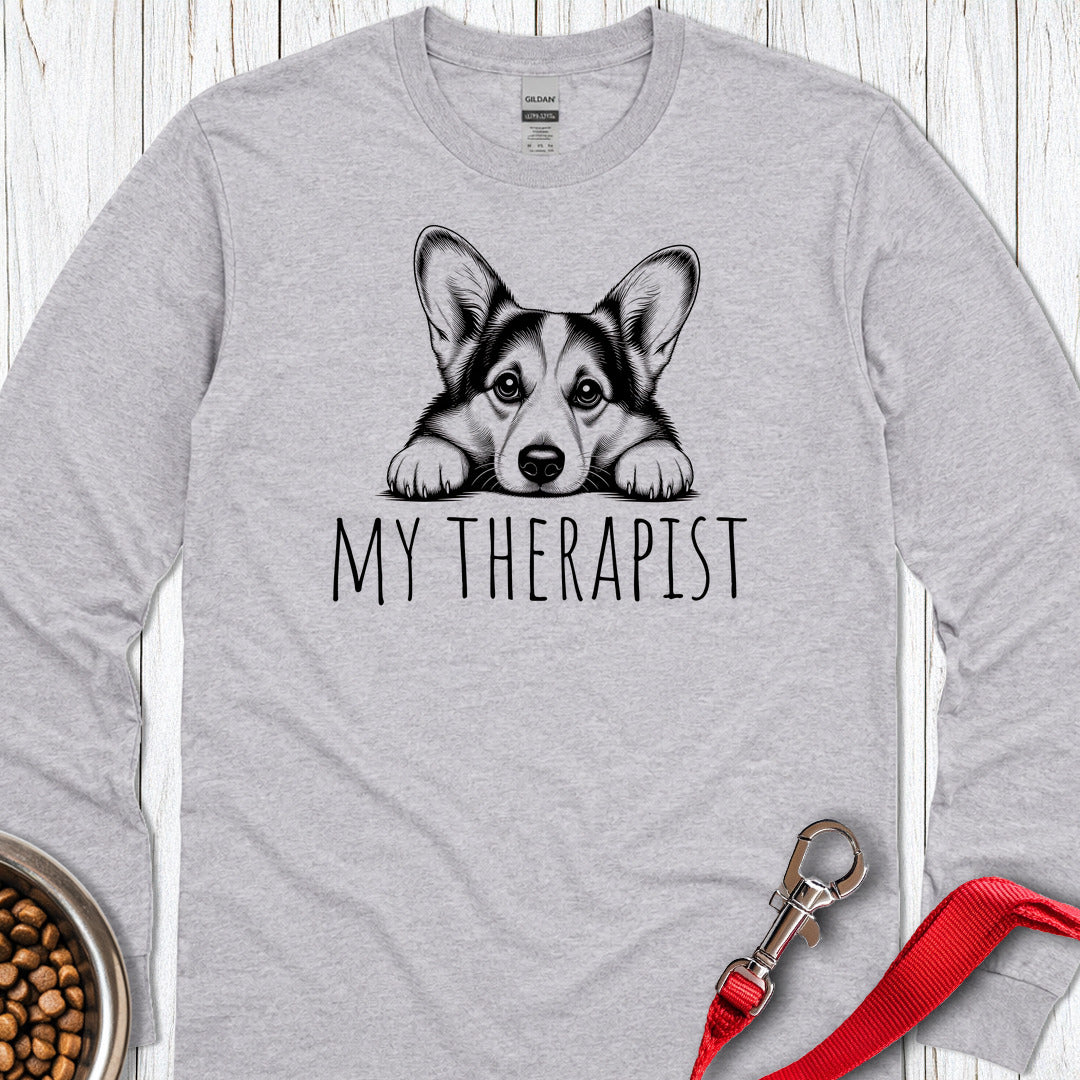 Cardigan Welsh Corgi My Therapist Long Sleeve Sport Grey