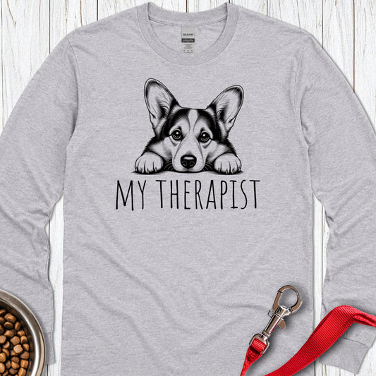 Cardigan Welsh Corgi My Therapist Long Sleeve — Sport Grey