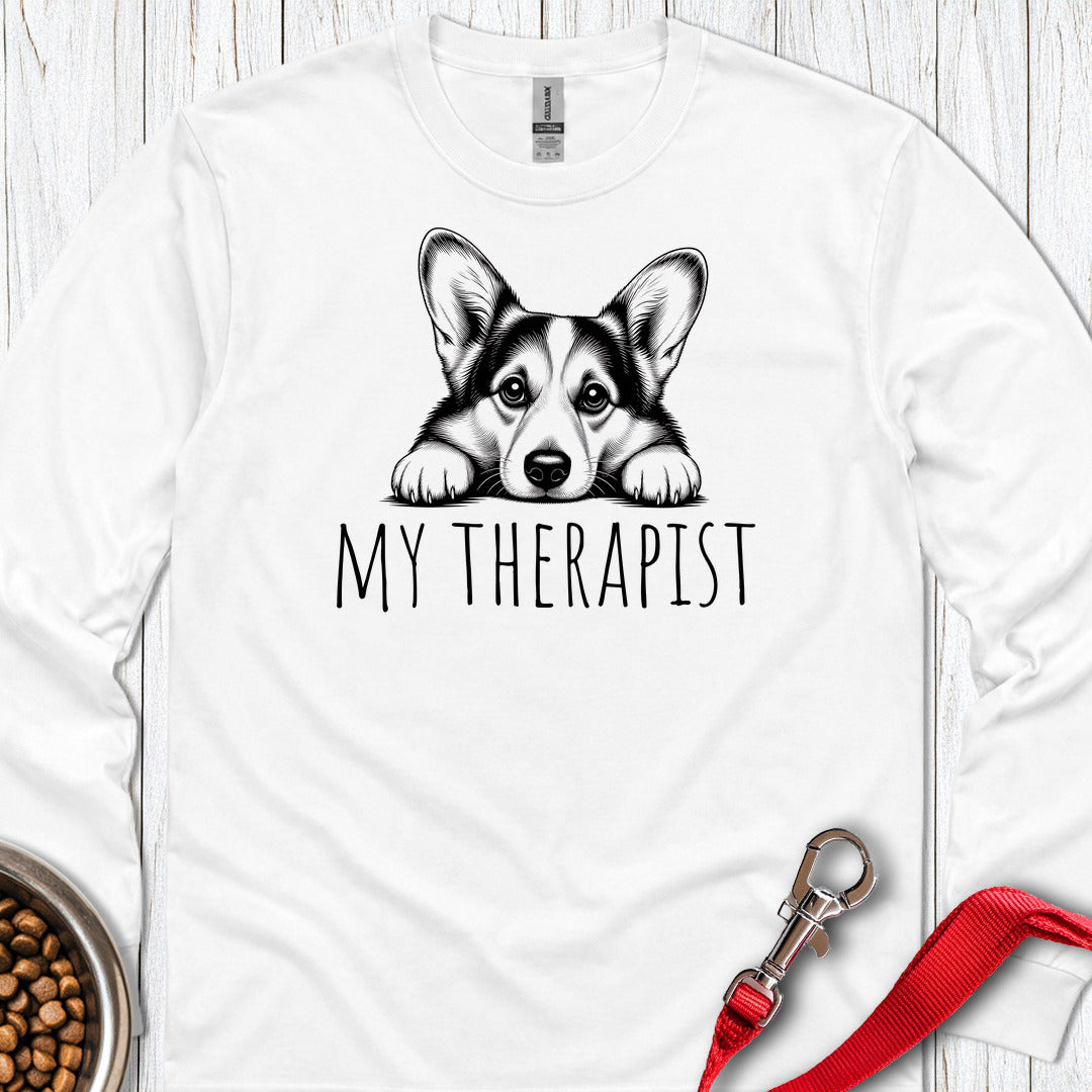 Cardigan Welsh Corgi My Therapist Long Sleeve White